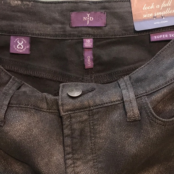 NWT NYDJ long metallic pattern super skinny jean - Picture 2 of 4